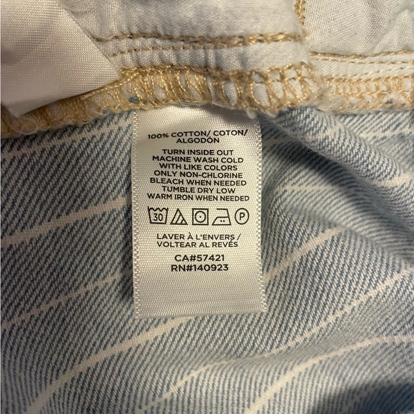 LOFT High Rise Pull On Denim Shorts in Indigo Stripe - Picture 5 of 7